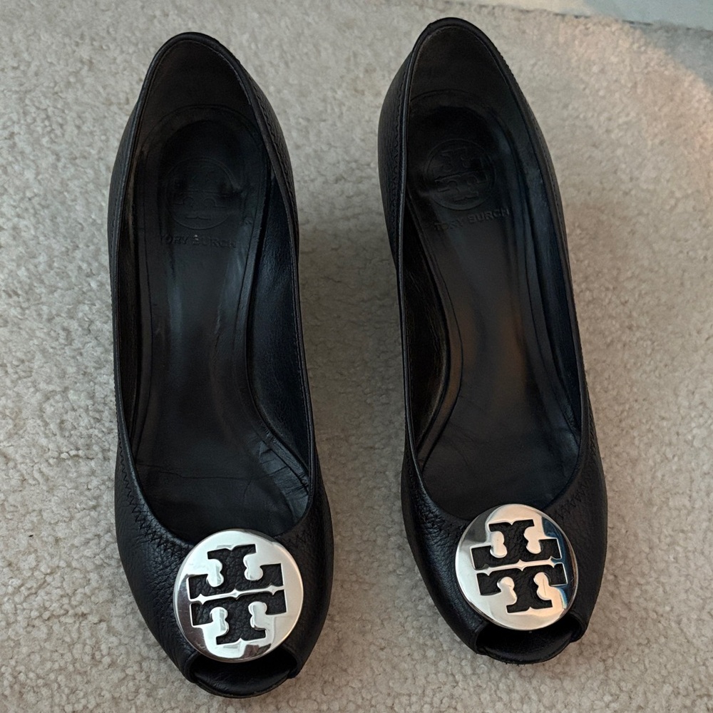 Tory Burch Black Chelsea Wedges